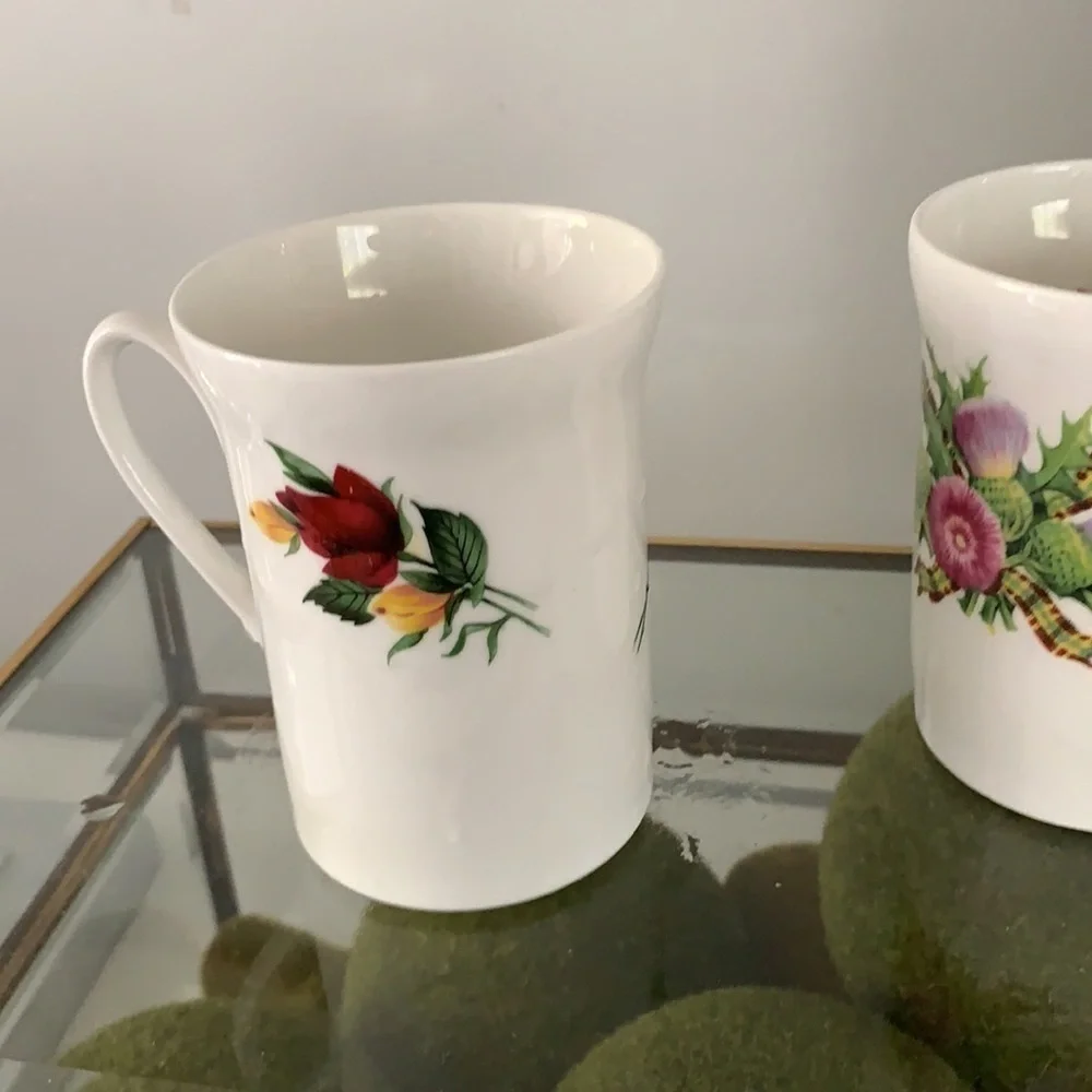 Set of 2 China‎ Tea Coffee Mug royal london bone England mugs floral Victorian